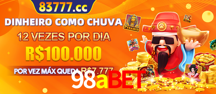Banner do programa de recompensas Recomende para amigos do 98abet, detalhando os bônus por convidar amigos, com prêmios que chegam a R$288.888.