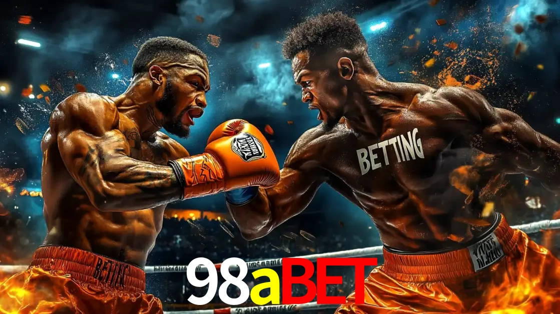 Dois boxeadores em uma luta intensa e explosiva, representando a adrenalina e as oportunidades de apostas em esportes de combate disponíveis na plataforma 98abet.