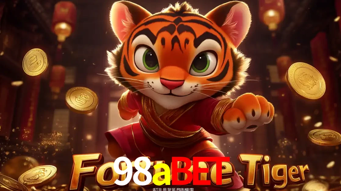 O carismático mascote do jogo de slot Fortune Tiger, um tigre fofo em pose de artes marciais, pronto para trazer sorte e multiplicadores de ganhos no cassino online 98abet.