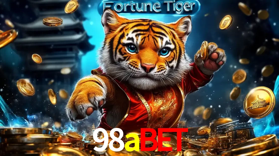 Imagem promocional do jogo de slot Fortune Tiger, com um tigre majestoso em traje tradicional cercado por uma fortuna em moedas de ouro, disponível agora no cassino 98abet.